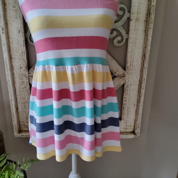 143 Story Women's Soft French Terry Stripe Babydoll Halter Tank Top Tunic - Picture 4 of 14